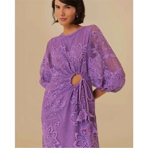 FARM Rio Lavender Lace Long Sleeve Dress
